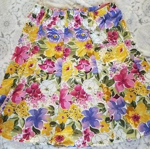 Orvis floral linen mix skirt